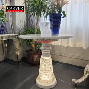 Shiny new antique table made of marble and crystal, living room hotel decoration coffee table