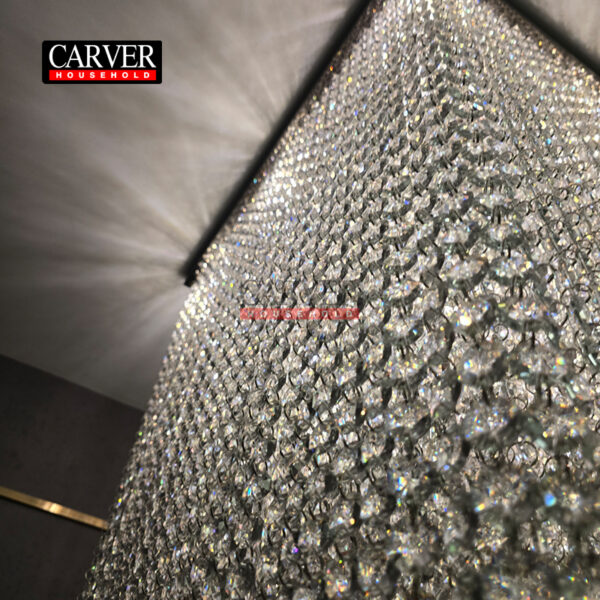 High quality Czech bedroom square crystal photo frame ceiling light