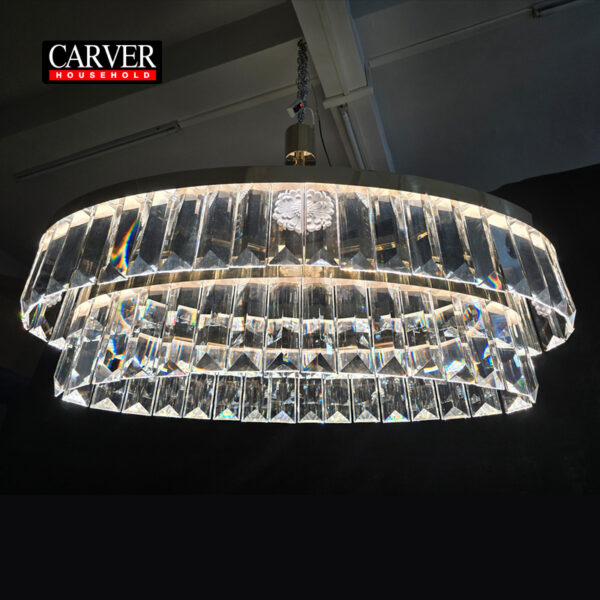 Double layer oval crystal chandelier