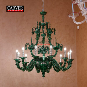 Fully handmade 24% leaded crystal green glass living room bedroom chandelier