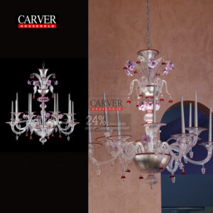 Fully handmade 24% leaded crystal purple glass living room bedroom chandelier