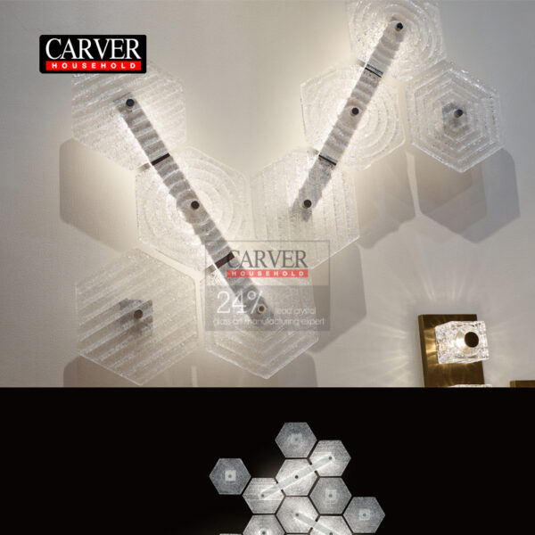 Fully handmade 24% leaded crystal glass wall lamp