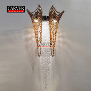 Fully handmade 24% leaded crystal glass wall lamp
