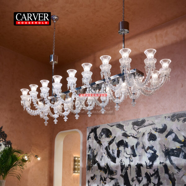 Fully handmade 24% leaded crystal glass restaurant chandelier