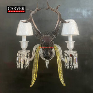 High Quality 24% Leaded Glass Crystal Deer Head Wall Lamp Living Room Bedroom Hotel Decorative Crystal Lamp