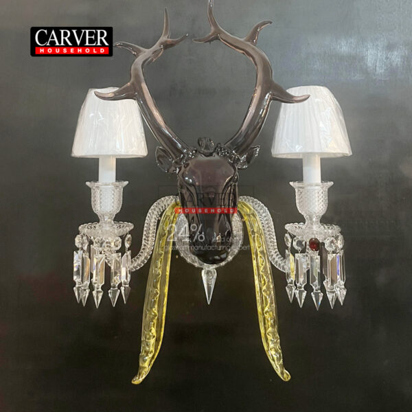 High Quality 24% Leaded Glass Crystal Deer Head Wall Lamp Living Room Bedroom Hotel Decorative Crystal Lamp