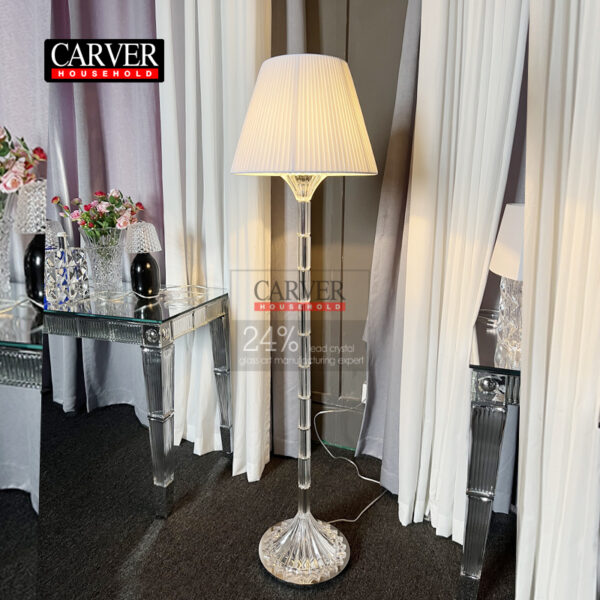 Multi-layer bamboo crystal reading floor lamp