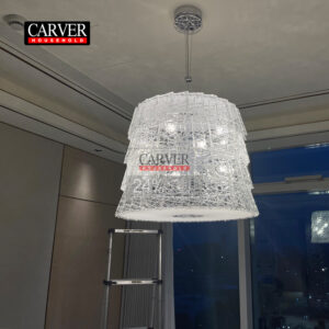 Fully hand-carved line crystal module chandelier