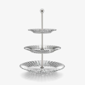 Factory hot selling clear crystal glass three-layer pastry stand