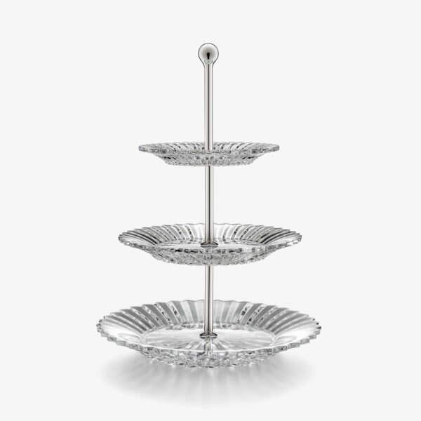 Factory hot selling clear crystal glass three-layer pastry stand