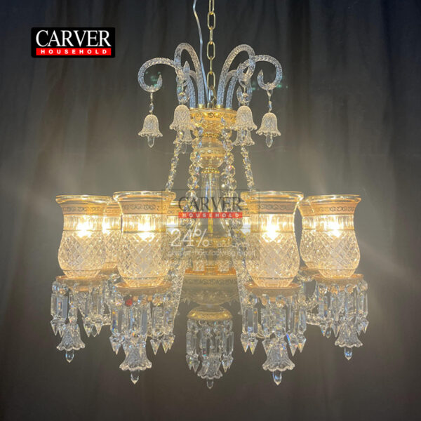 High quality 24% leaded glass crystal chandelier living room bedroom hotel decoration gold crystal chandelier