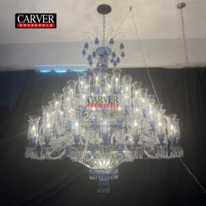 High-quality 24% leaded glass crystal chandelier for living room, bedroom, and hotel. Blue decorative crystal chandelier.