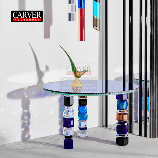 Fully handmade primary color crystal table