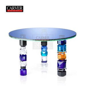 Fully handmade primary color crystal table