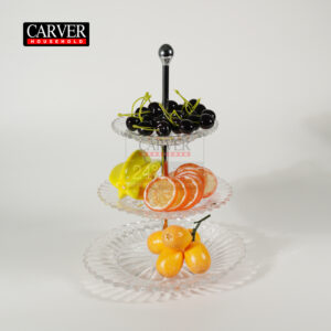 Factory hot selling clear crystal glass three-layer pastry stand