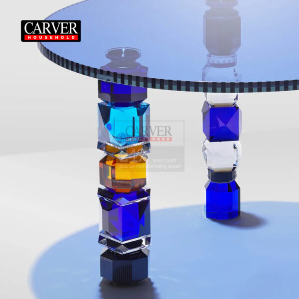 Fully handmade primary color crystal table