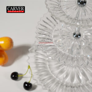 Factory hot selling clear crystal glass three-layer pastry stand