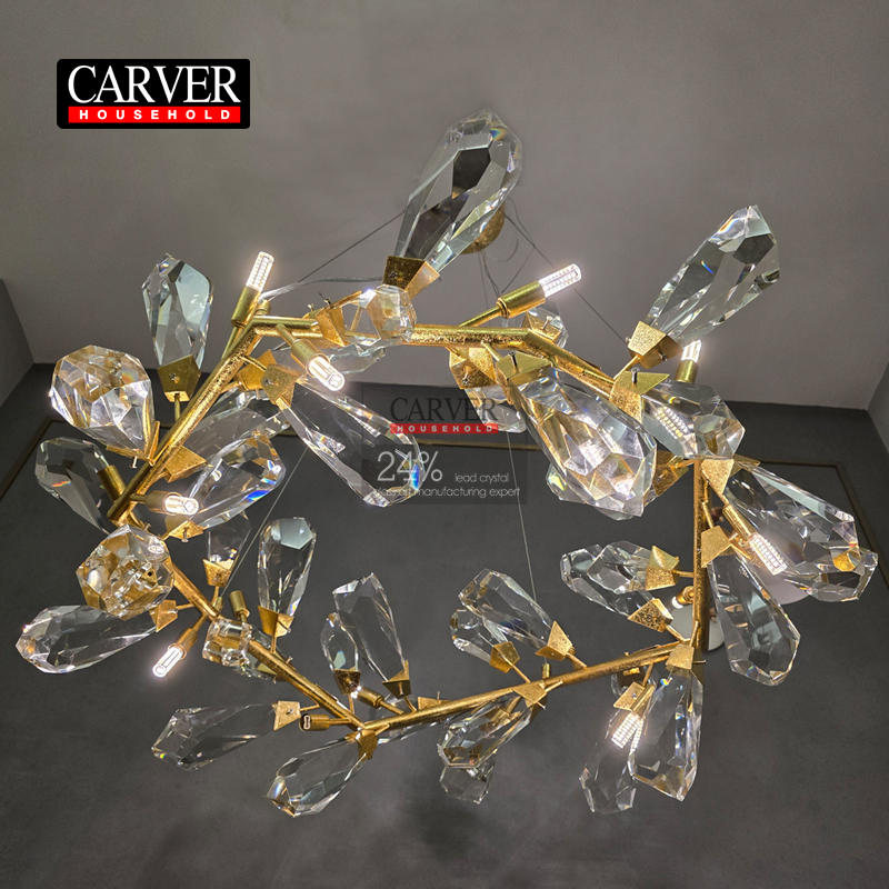 Living room and dining room round pendant special-shaped crystal decorative chandelier