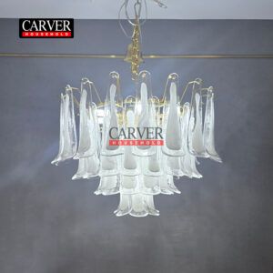 White handmade Italian Murano glass chandelier