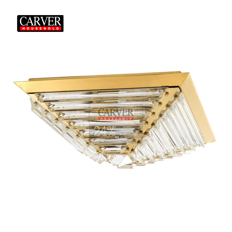Pyramid recessed crystal ceiling light for living room or bedroom, decorative crystal chandelier