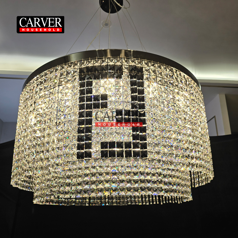 High-quality modern round crystal pendant light, decorative crystal chandelier.