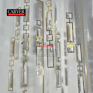 Geometric cut crystal chandelier with brass decoration