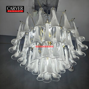 White handmade Italian Murano glass chandelier