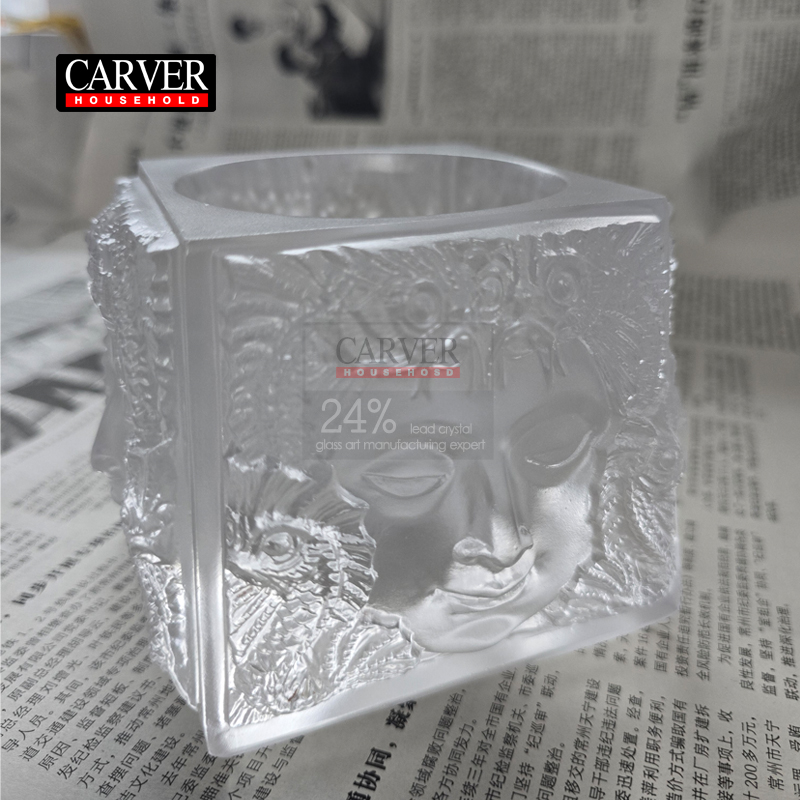 Handmade Glass Crystal Masquerade Candle Holder Decorative Crystal Candle Holder