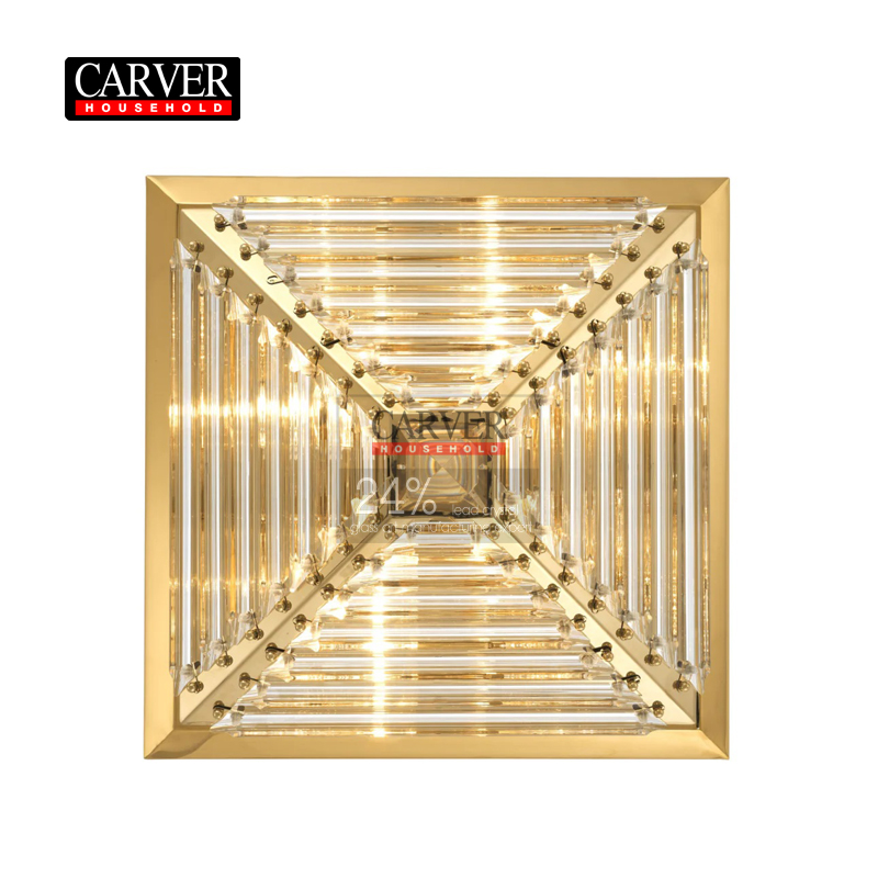 Pyramid recessed crystal ceiling light for living room or bedroom, decorative crystal chandelier