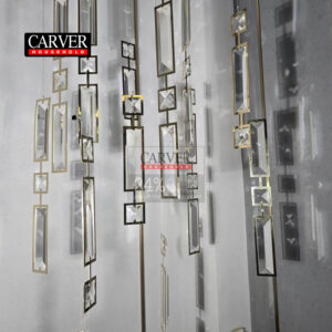 Geometric cut crystal chandelier with brass decoration