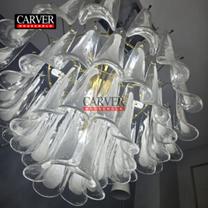 White handmade Italian Murano glass chandelier