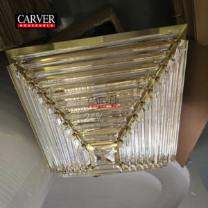 Pyramid recessed crystal ceiling light for living room or bedroom, decorative crystal chandelier