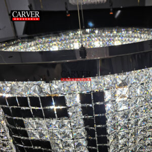 High-quality modern round crystal pendant light, decorative crystal chandelier.