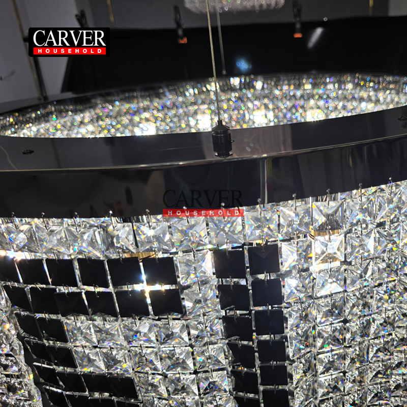 High-quality modern round crystal pendant light, decorative crystal chandelier.