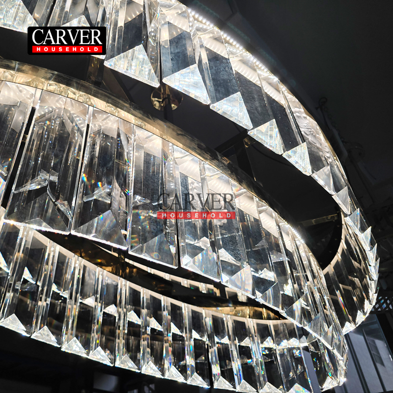 Fully hand-carved embossed crystal piece chandelier decorative crystal chandelier