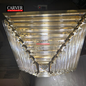 Pyramid recessed crystal ceiling light for living room or bedroom, decorative crystal chandelier
