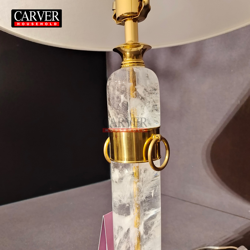 Luxury villa living room coffee table crystal stone table lamp hotel model room central fabric table lamp decorative bedroom bedside lamp - Image 2
