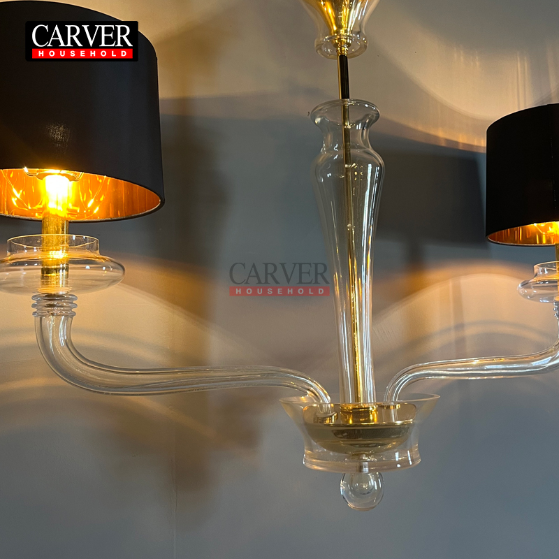 Light luxury French hotel restaurant kitchen island crystal chandelier, mid-island table amber Murano glass chandelier - Image 3