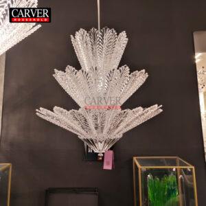 Luxury villa living room maple leaf crystal chandelier light luxury French hotel model room glass dining room lighting