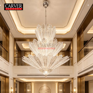 Light luxury French hotel restaurant, maple leaf crystal chandelier, post-modern model room, 24-inch glass living room lamp