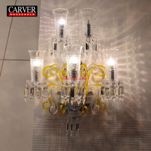 Luxury French villa TV background wall lamp, deluxe Murano glass chandelier, and bedroom bedside lamp