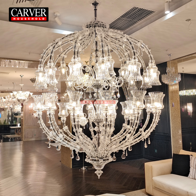 Luxurious Italian duplex with a hollow living room featuring a crystal chandelier, hotel showroom, hotel apartment, handmade Murano glass lighting fixtures - Image 3