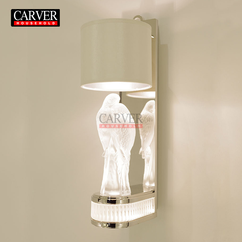 Simple and modern bedroom bedside crystal wall lamp, duplex staircase balcony hallway creative parrot wall lamp