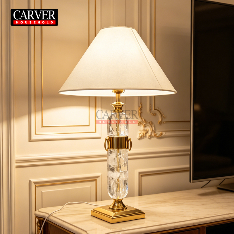 Luxury villa living room coffee table crystal stone table lamp hotel model room central fabric table lamp decorative bedroom bedside lamp - Image 4