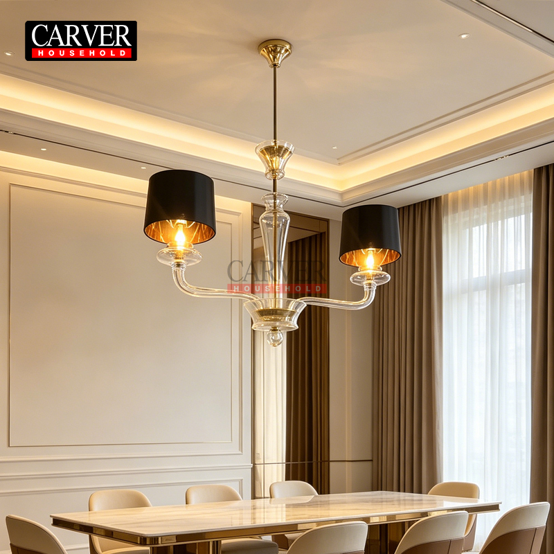 Light luxury French hotel restaurant kitchen island crystal chandelier, mid-island table amber Murano glass chandelier - Image 5