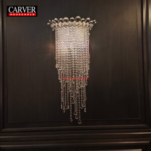 Light luxury French villa TV background wall large wall lamp K9 crystal large wall lamp bedroom bedside lamp