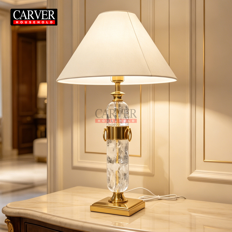 Luxury villa living room coffee table crystal stone table lamp hotel model room central fabric table lamp decorative bedroom bedside lamp - Image 5