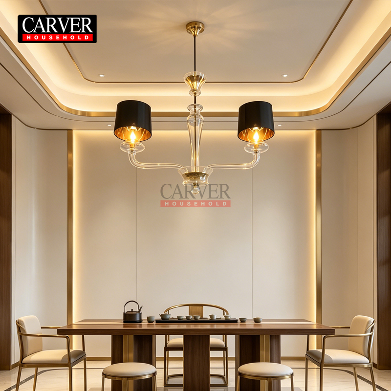 Light luxury French hotel restaurant kitchen island crystal chandelier, mid-island table amber Murano glass chandelier - Image 6
