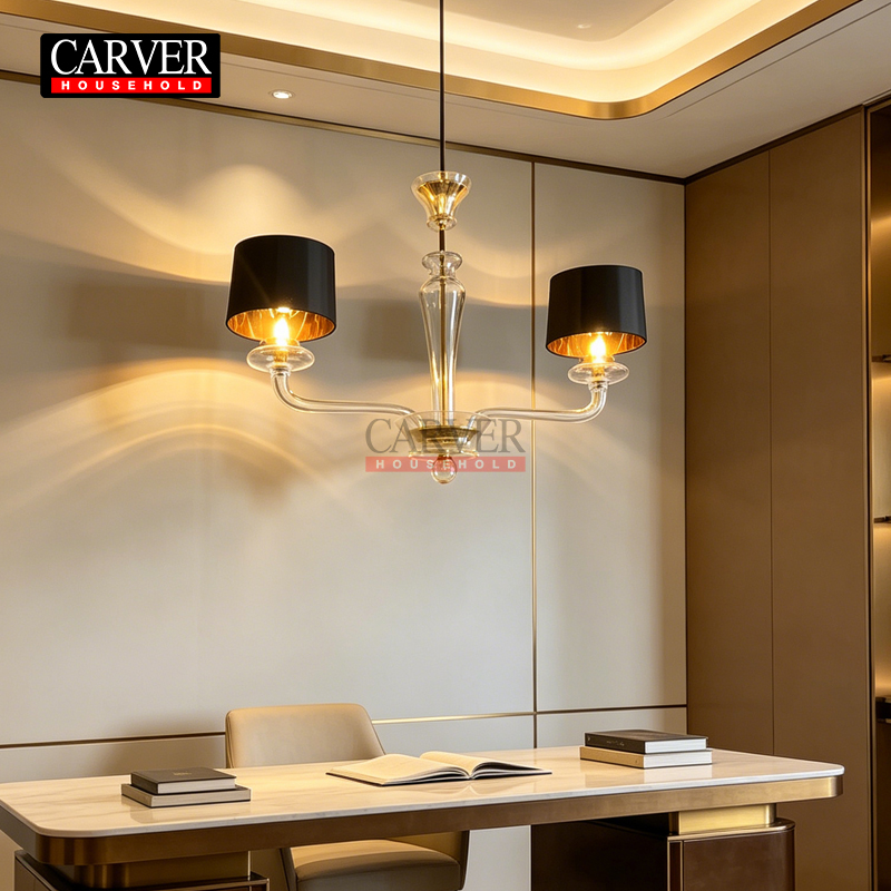 Light luxury French hotel restaurant kitchen island crystal chandelier, mid-island table amber Murano glass chandelier - Image 2
