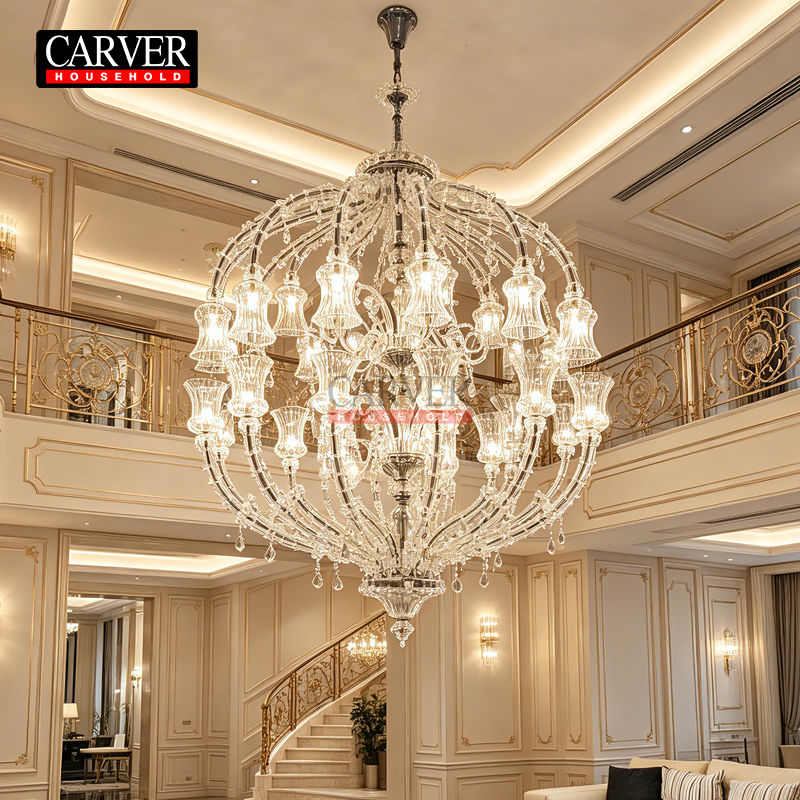 Luxurious Italian duplex with a hollow living room featuring a crystal chandelier, hotel showroom, hotel apartment, handmade Murano glass lighting fixtures - Image 6